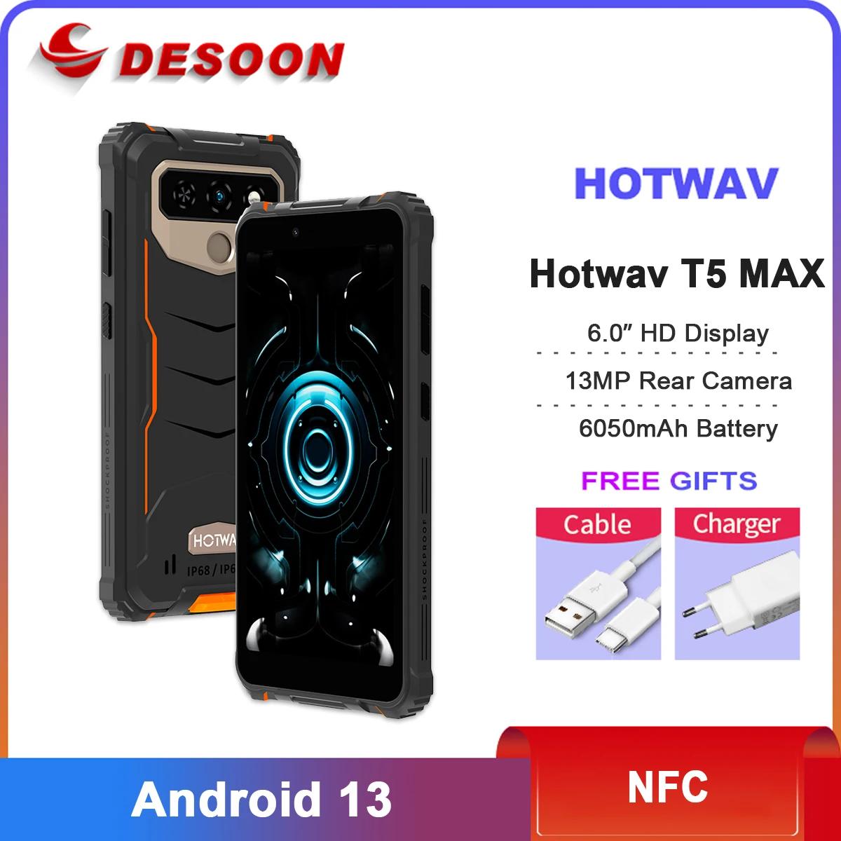 HOTWAV T5 MAX RuggedSmartphone ȵ̵ 13 6050mAh 4GB + 64GB ޴, NFC  6.0 13MP ĸ ī޶ ڵ